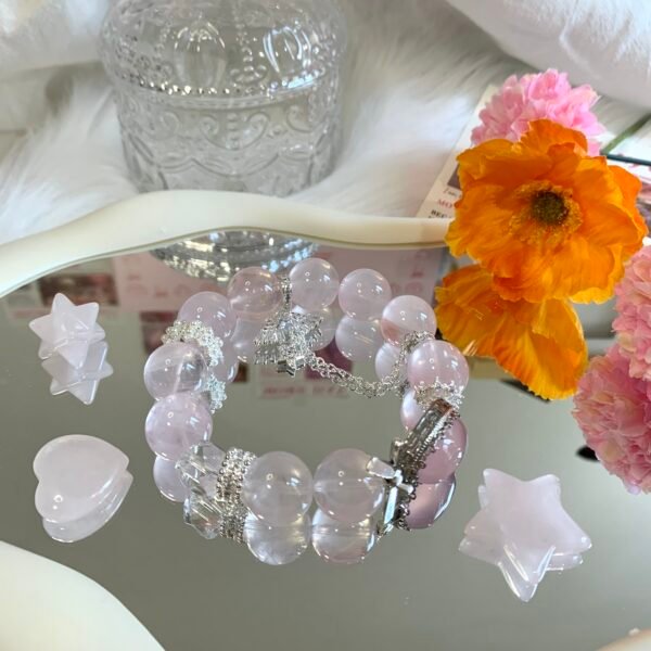 Madagascar Rose Quartz & Clear Quartz Bracelet